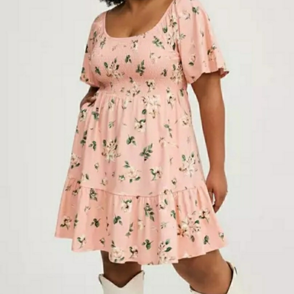 NWT Torrid Mini Floral Skater Dress Smock Bodice Dress